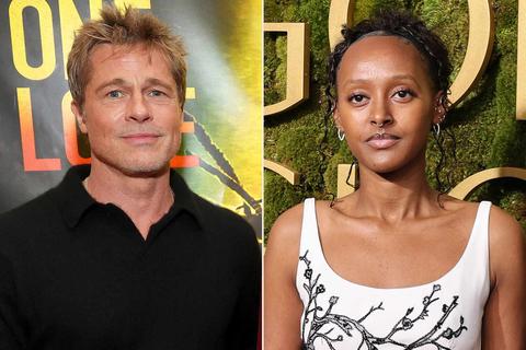Split portrait of Brad Pitt and Zahara Jolie