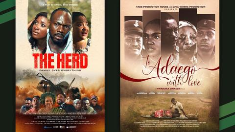 Movie posters for The Herd and To Adaego With Love