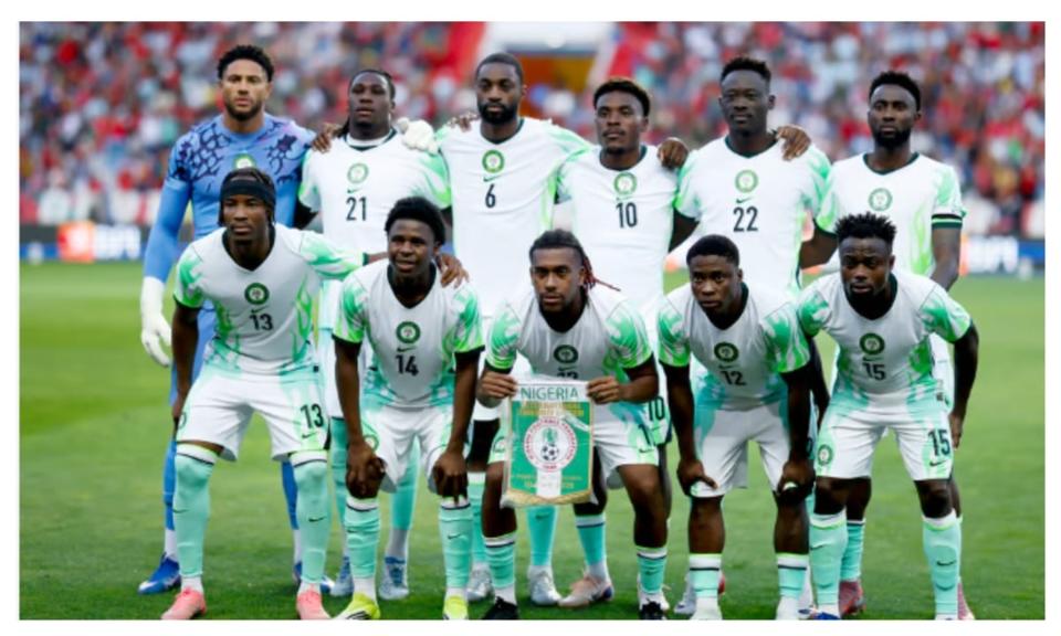 Super Eagles squad lineup on the pitch